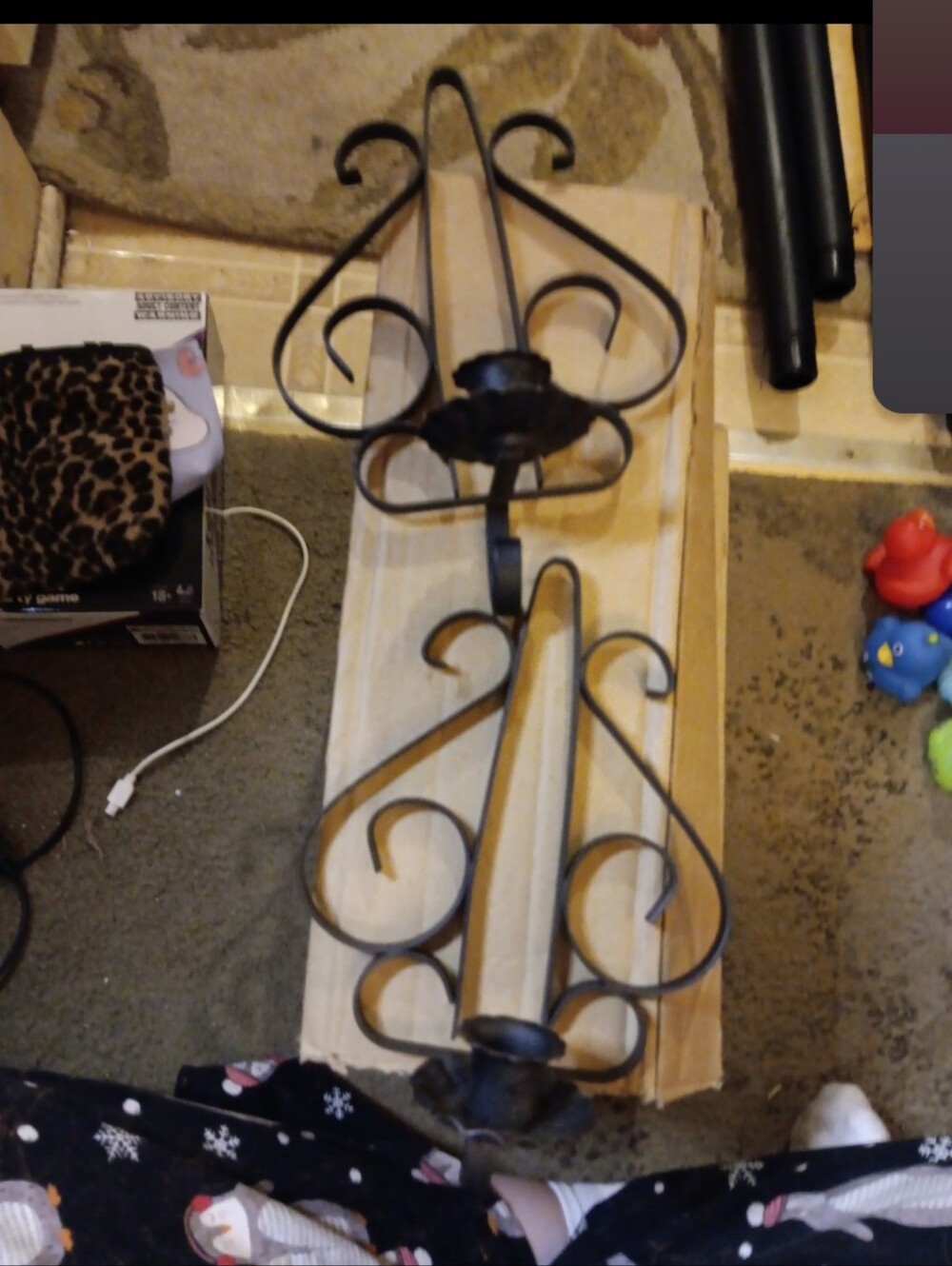 Vintage Black wrought iron Wall Sconces (2)